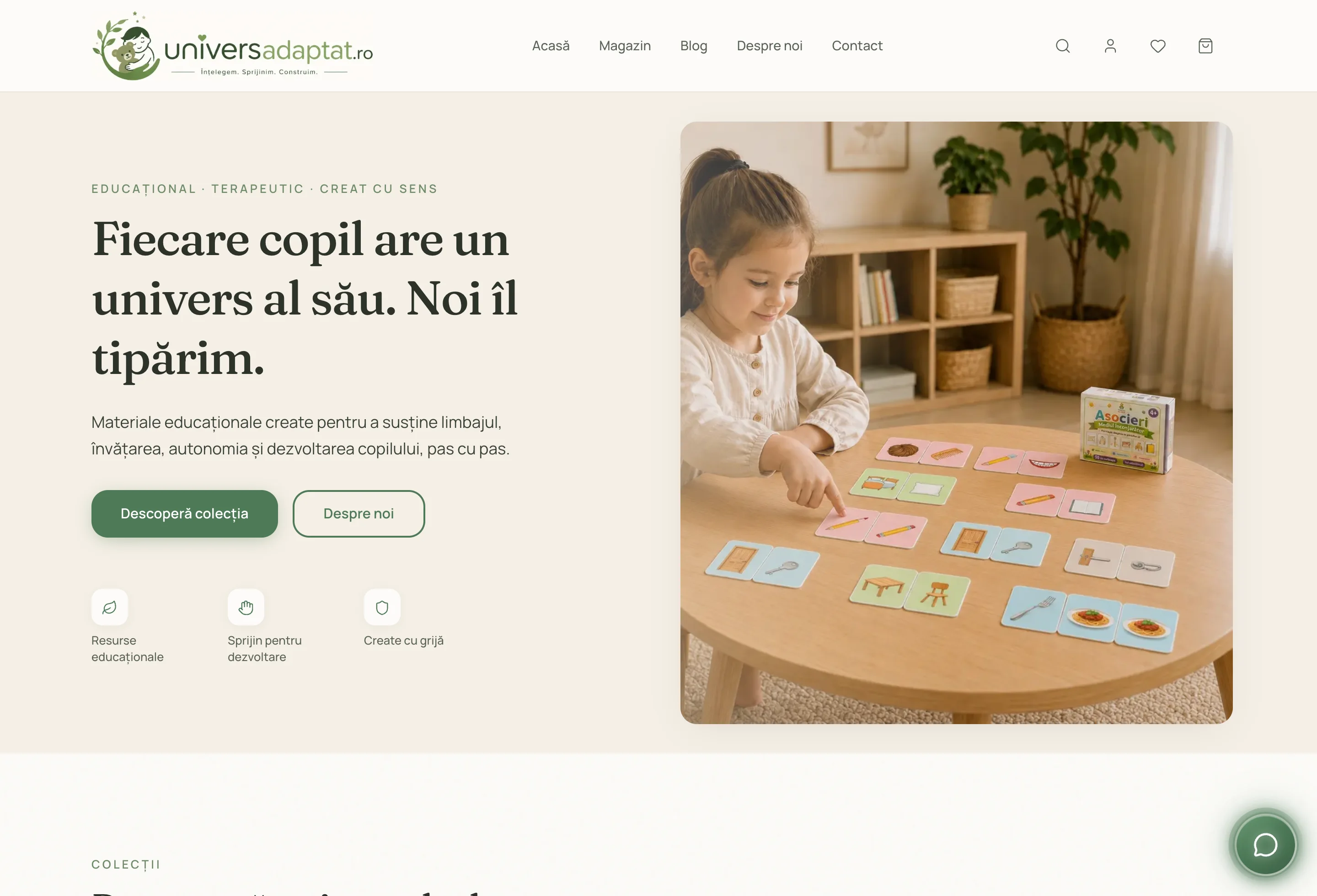 Univers Adaptat — homepage magazin online